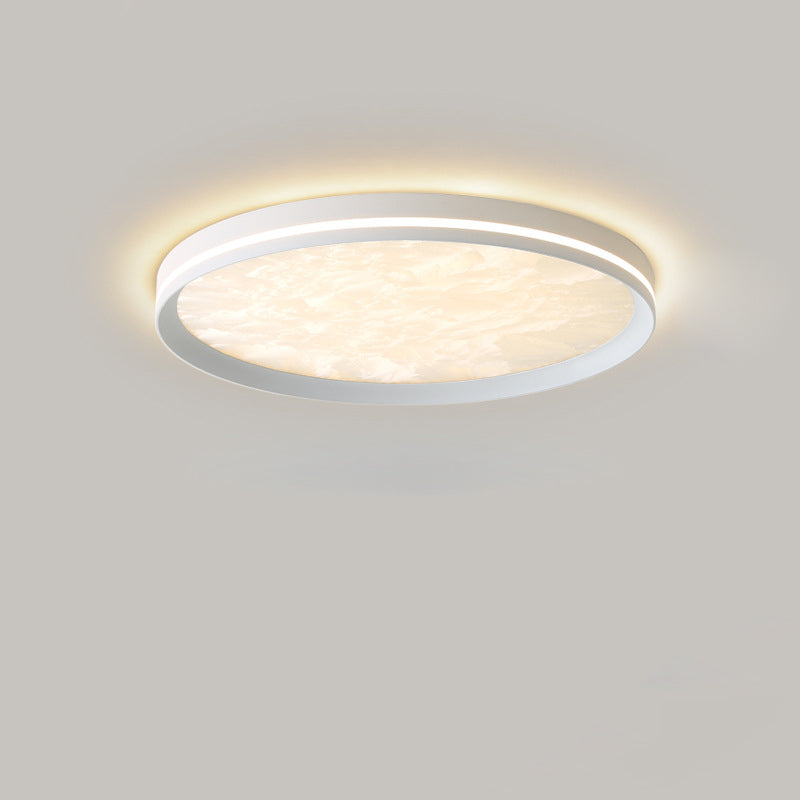 Modern Simplicity Aluminum Acrylic Rectangular Square Round Enamel Ice Flower Texture LED Flush Mount Ceiling Light For Living Room