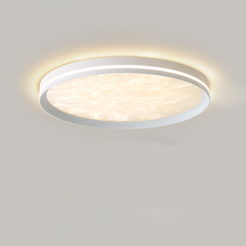Modern Simplicity Aluminum Acrylic Rectangular Square Round Enamel Ice Flower Texture LED Flush Mount Ceiling Light For Living Room