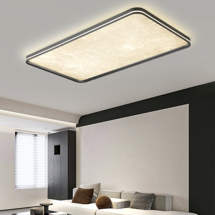 Modern Simplicity Aluminum Acrylic Rectangular Square Round Enamel Ice Flower Texture LED Flush Mount Ceiling Light For Living Room