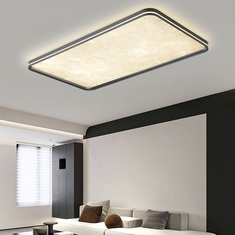Modern Simplicity Aluminum Acrylic Rectangular Square Round Enamel Ice Flower Texture LED Flush Mount Ceiling Light For Living Room