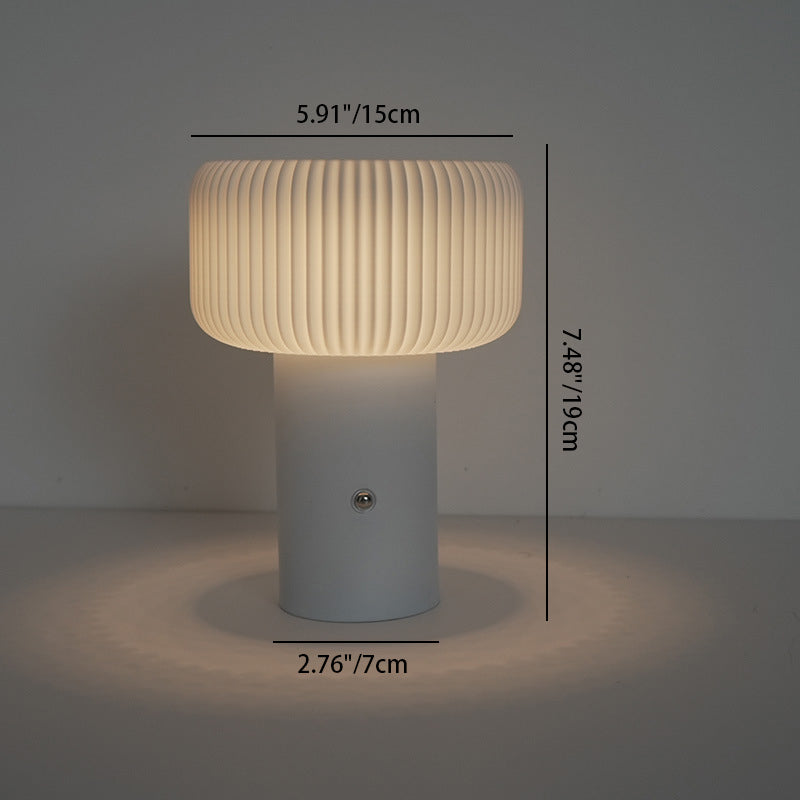Contemporary Scandinavian Rechargeable Iron PC Cylinder Striped LED Table Lamp Night Light For Bedside