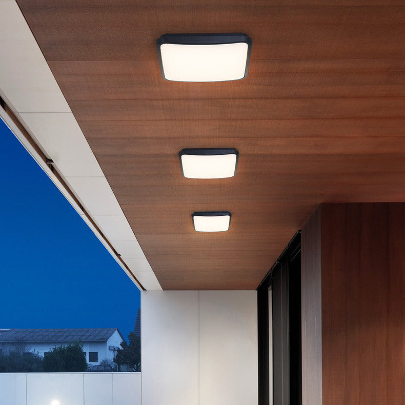 Moderne minimalistische wasserdichte Aluminiumlegierung PC runde quadratische LED-Deckenleuchte für den Außenbereich 