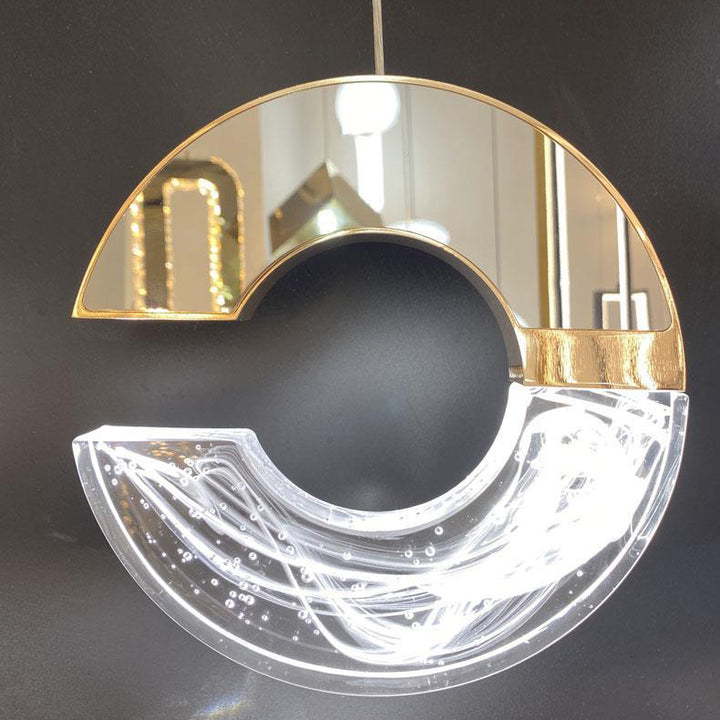 Lustres LED en cristal en forme de C en aluminium inoxydable de luxe moderne avec bulles pour salon 