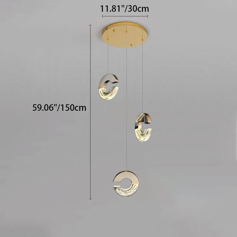 Lustres LED en cristal en forme de C en aluminium inoxydable de luxe moderne avec bulles pour salon 
