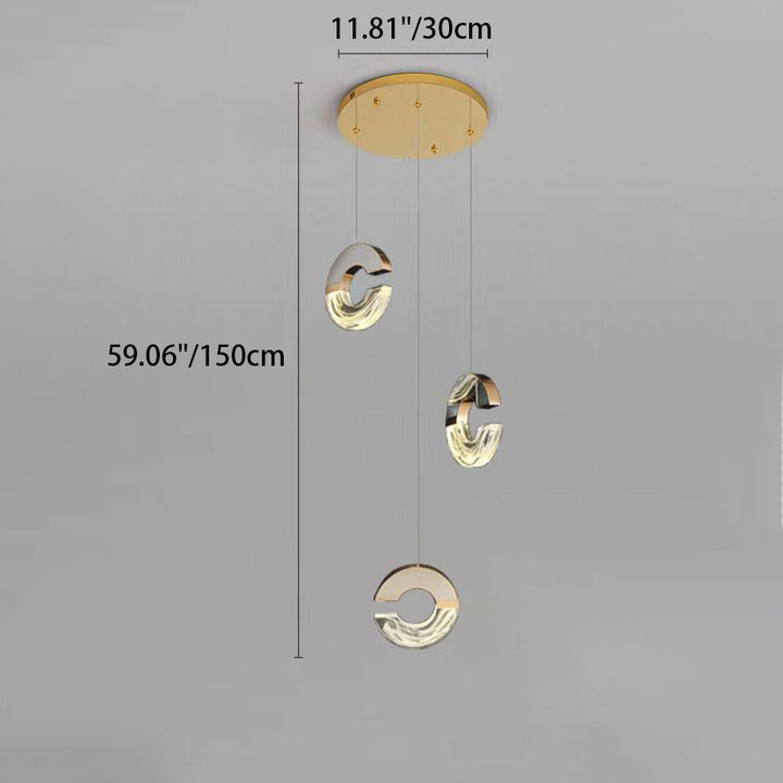 Lustres LED en cristal en forme de C en aluminium inoxydable de luxe moderne avec bulles pour salon 