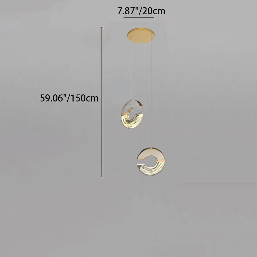 Lustres LED en cristal en forme de C en aluminium inoxydable de luxe moderne avec bulles pour salon 