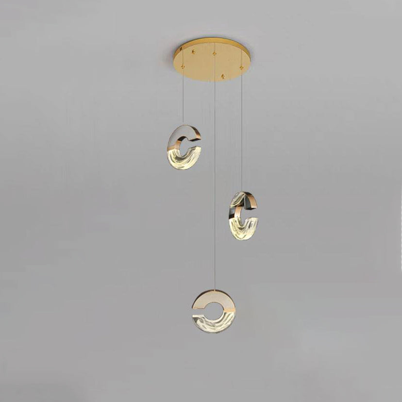 Lustres LED en cristal en forme de C en aluminium inoxydable de luxe moderne avec bulles pour salon 