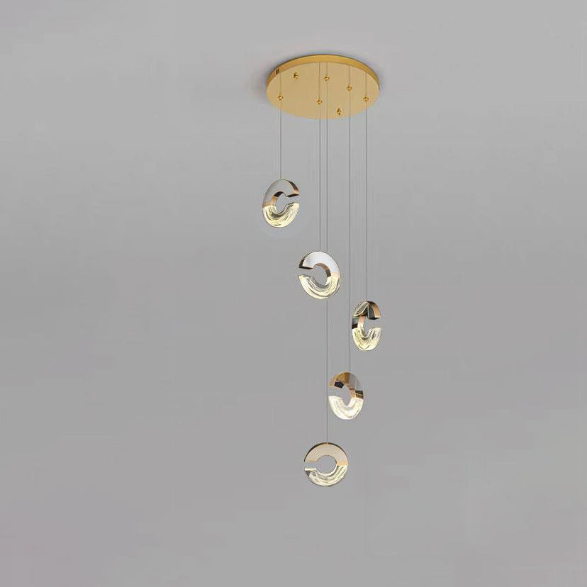 Lustres LED en cristal en forme de C en aluminium inoxydable de luxe moderne avec bulles pour salon 