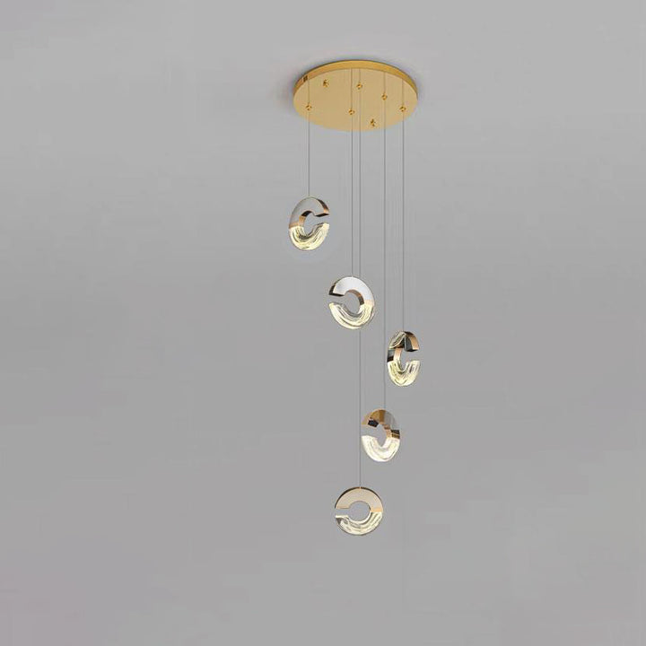 Lustres LED en cristal en forme de C en aluminium inoxydable de luxe moderne avec bulles pour salon 