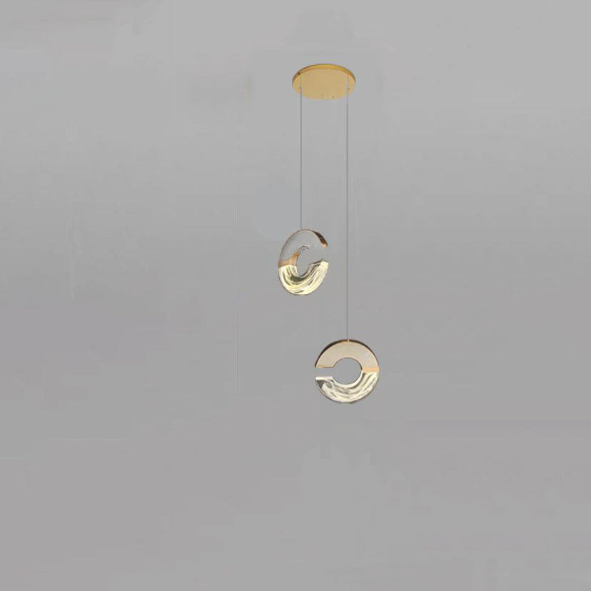 Lustres LED en cristal en forme de C en aluminium inoxydable de luxe moderne avec bulles pour salon 