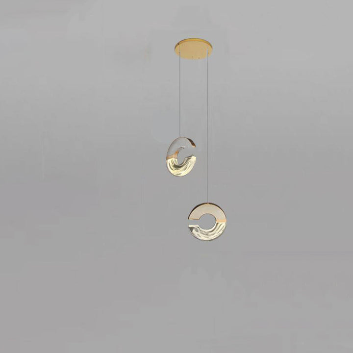 Lustres LED en cristal en forme de C en aluminium inoxydable de luxe moderne avec bulles pour salon 