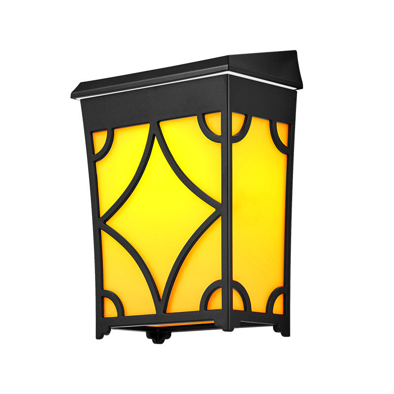 Applique Murale LED Contemporaine Rétro Solaire Étanche Rectangulaire Rhombique en ABS PC Pour Patio Extérieur 