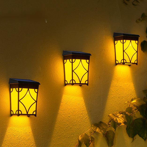 Applique Murale LED Contemporaine Rétro Solaire Étanche Rectangulaire Rhombique en ABS PC Pour Patio Extérieur 
