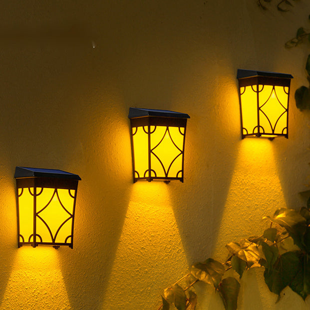 Applique Murale LED Contemporaine Rétro Solaire Étanche Rectangulaire Rhombique en ABS PC Pour Patio Extérieur 