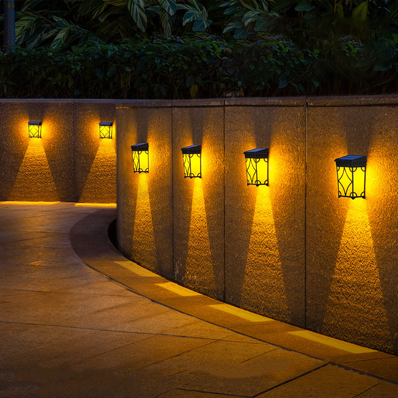 Applique Murale LED Contemporaine Rétro Solaire Étanche Rectangulaire Rhombique en ABS PC Pour Patio Extérieur 