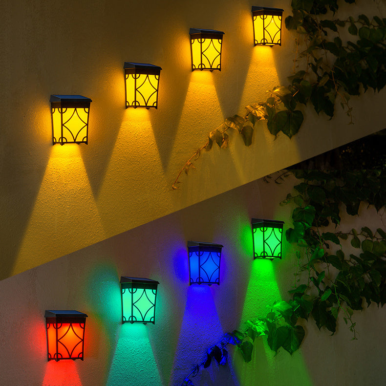 Applique Murale LED Contemporaine Rétro Solaire Étanche Rectangulaire Rhombique en ABS PC Pour Patio Extérieur 