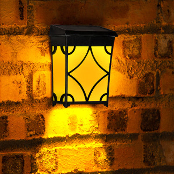 Applique Murale LED Contemporaine Rétro Solaire Étanche Rectangulaire Rhombique en ABS PC Pour Patio Extérieur 