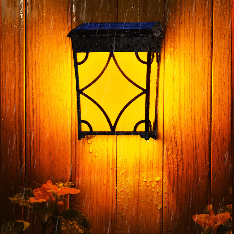 Applique Murale LED Contemporaine Rétro Solaire Étanche Rectangulaire Rhombique en ABS PC Pour Patio Extérieur 