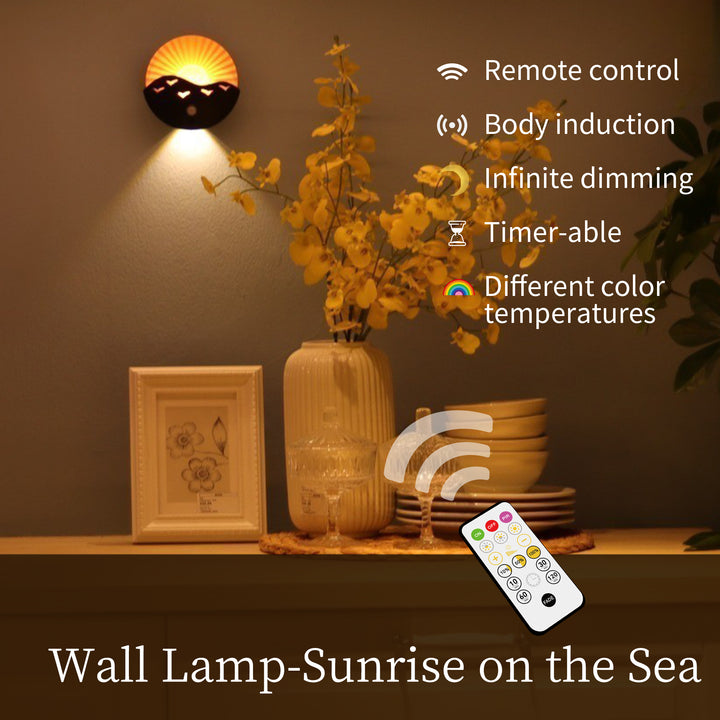 Lampe murale LED ABS au design Art Déco moderne avec batterie rechargeable et aimantée, en forme de lever de soleil, pour couloir 