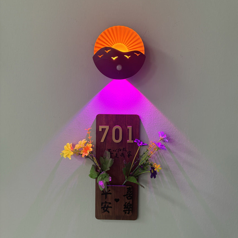 Lampe murale LED ABS au design Art Déco moderne avec batterie rechargeable et aimantée, en forme de lever de soleil, pour couloir 