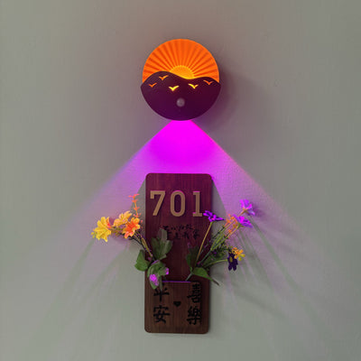 Moderne Art Deco Wiederaufladbare Batterie Magnetisch Runde Sonnenaufgang ABS LED Wandleuchte Für Flur 