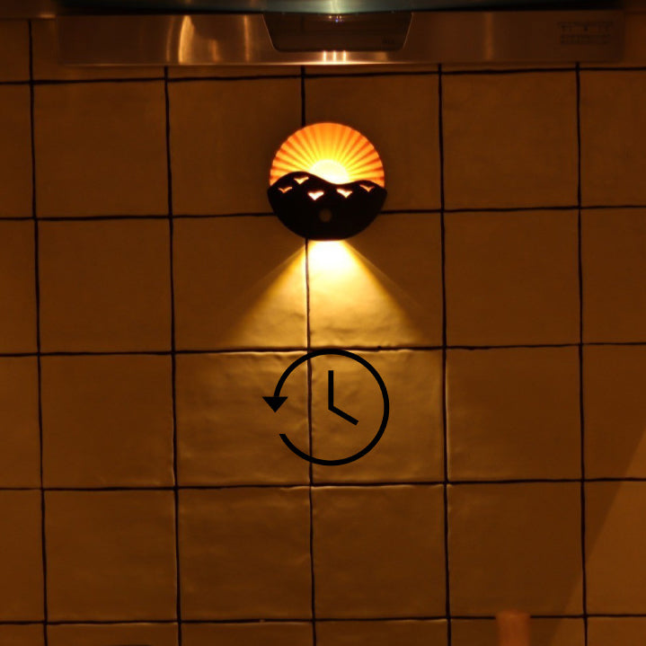 Lampe murale LED ABS au design Art Déco moderne avec batterie rechargeable et aimantée, en forme de lever de soleil, pour couloir 