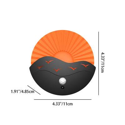 Moderne Art Deco Wiederaufladbare Batterie Magnetisch Runde Sonnenaufgang ABS LED Wandleuchte Für Flur 