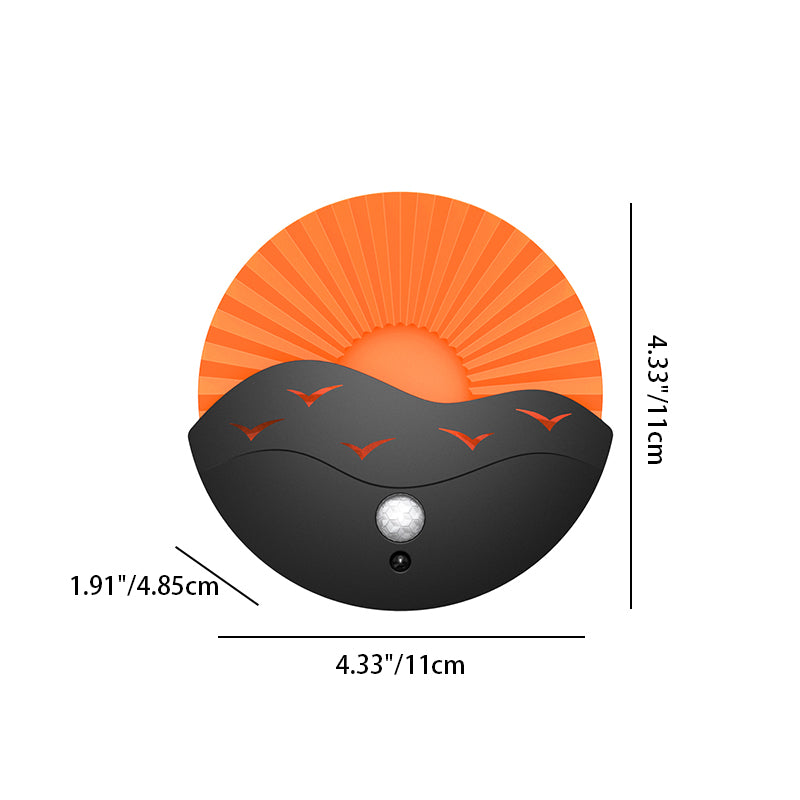 Moderne Art Deco Wiederaufladbare Batterie Magnetisch Runde Sonnenaufgang ABS LED Wandleuchte Für Flur 