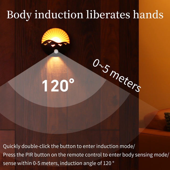 Lampe murale LED ABS au design Art Déco moderne avec batterie rechargeable et aimantée, en forme de lever de soleil, pour couloir 