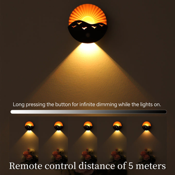 Lampe murale LED ABS au design Art Déco moderne avec batterie rechargeable et aimantée, en forme de lever de soleil, pour couloir 