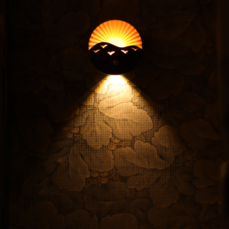 Moderne Art Deco Wiederaufladbare Batterie Magnetisch Runde Sonnenaufgang ABS LED Wandleuchte Für Flur 