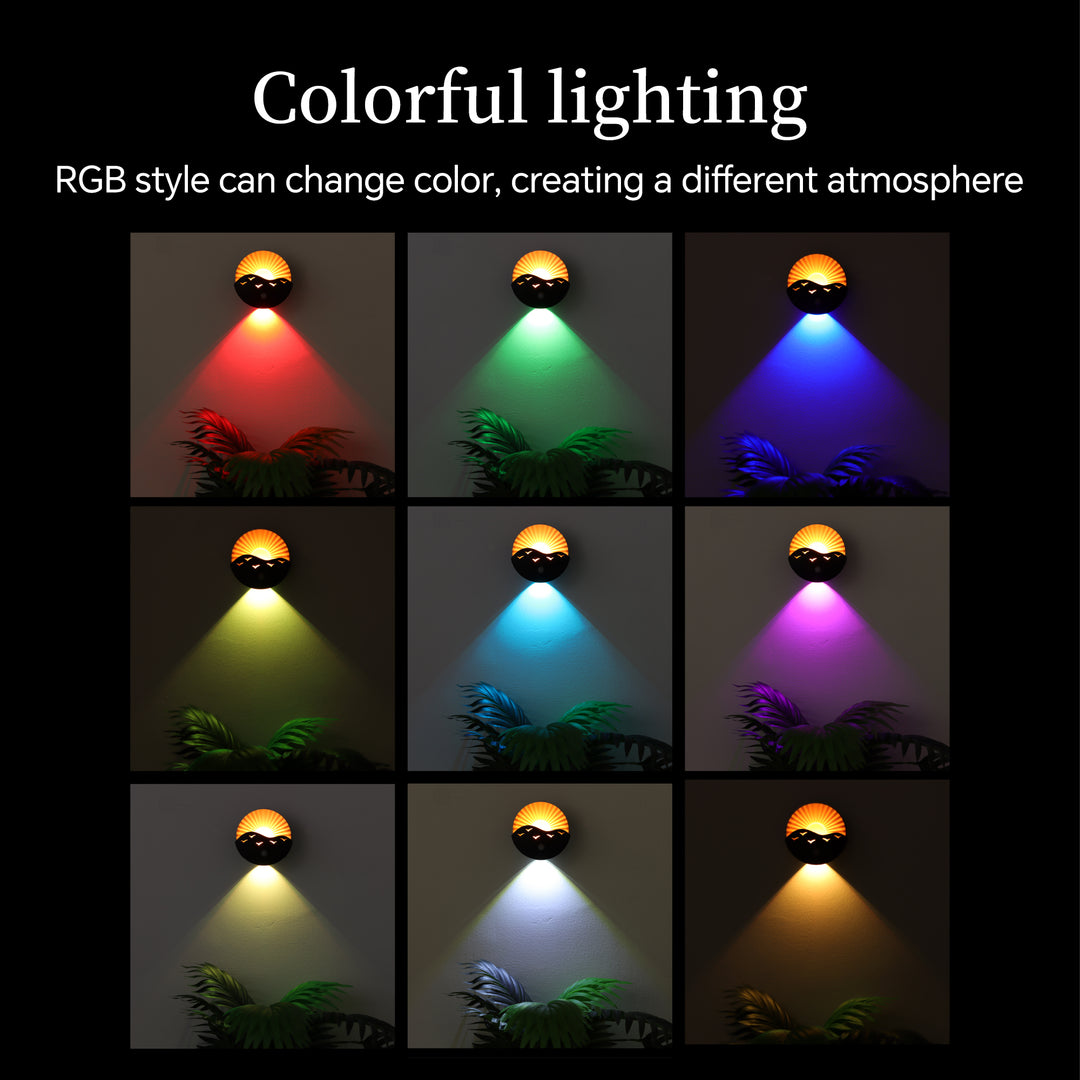 Lampe murale LED ABS au design Art Déco moderne avec batterie rechargeable et aimantée, en forme de lever de soleil, pour couloir 