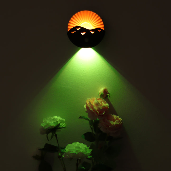 Lampe murale LED ABS au design Art Déco moderne avec batterie rechargeable et aimantée, en forme de lever de soleil, pour couloir 