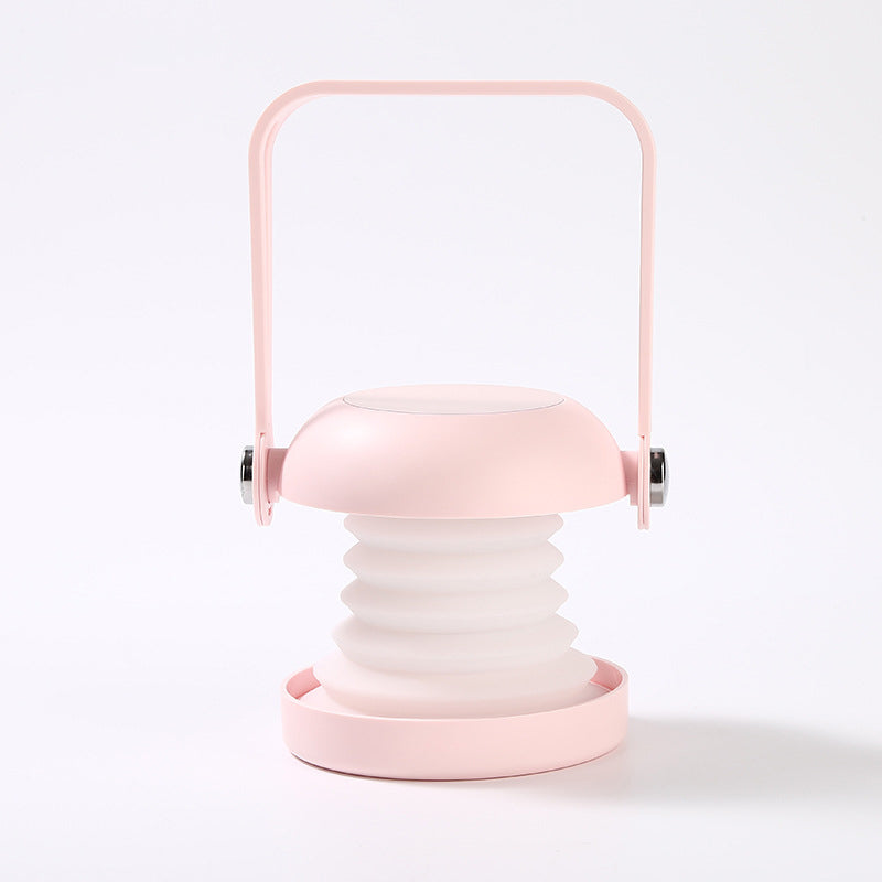 مصباح طاولة LED مع مرآة دائرية قابلة للطي وقابلة لإعادة الشحن مصنوع من السيليكا وABS وPC للإضاءة الليلية في غرفة النوم 