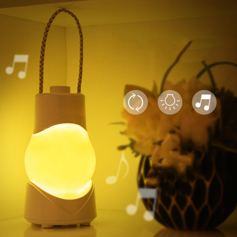 Lampe de Table LED avec Boîte à Musique Portable Rechargeable en ABS à Simplicité Moderne, Veilleuse pour Chambre 