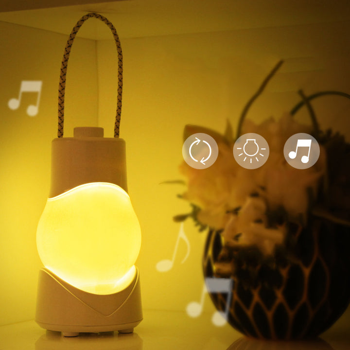 Lampe de Table LED avec Boîte à Musique Portable Rechargeable en ABS à Simplicité Moderne, Veilleuse pour Chambre 