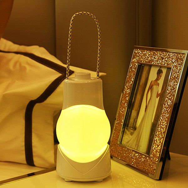Lampe de Table LED avec Boîte à Musique Portable Rechargeable en ABS à Simplicité Moderne, Veilleuse pour Chambre 