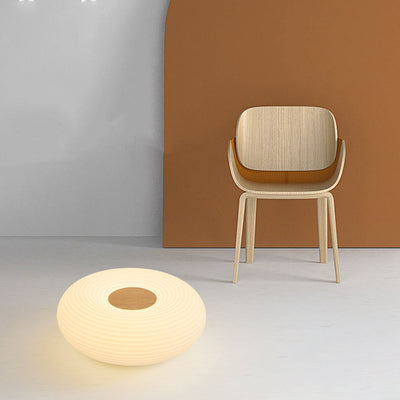Luz de techo empotrada LED redonda de madera escandinava contemporánea con rayas para pasillo 