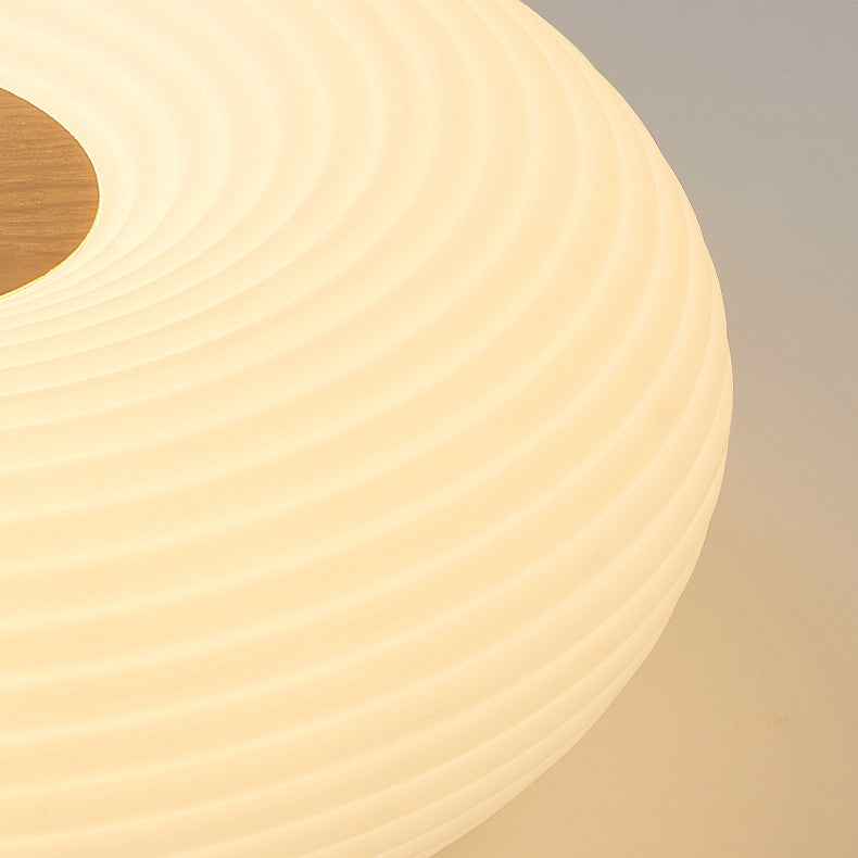 Luz de techo empotrada LED redonda de madera escandinava contemporánea con rayas para pasillo 