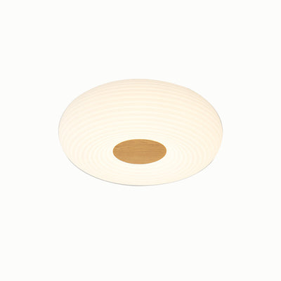 Luz de techo empotrada LED redonda de madera escandinava contemporánea con rayas para pasillo 