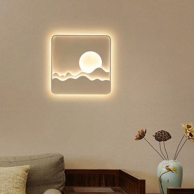 Luz de techo LED cuadrada rectangular de montaje empotrado con diseño contemporáneo de hierro creativo, aluminio, sílice y acrílico con línea ondulada de sol para sala de estar 
