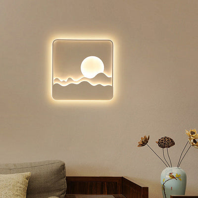 Luz de techo LED cuadrada rectangular de montaje empotrado con diseño contemporáneo de hierro creativo, aluminio, sílice y acrílico con línea ondulada de sol para sala de estar 