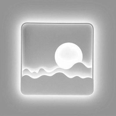 Luz de techo LED cuadrada rectangular de montaje empotrado con diseño contemporáneo de hierro creativo, aluminio, sílice y acrílico con línea ondulada de sol para sala de estar 