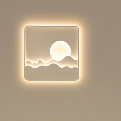 Luz de techo LED cuadrada rectangular de montaje empotrado con diseño contemporáneo de hierro creativo, aluminio, sílice y acrílico con línea ondulada de sol para sala de estar 