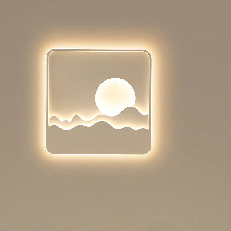 Luz de techo LED cuadrada rectangular de montaje empotrado con diseño contemporáneo de hierro creativo, aluminio, sílice y acrílico con línea ondulada de sol para sala de estar 