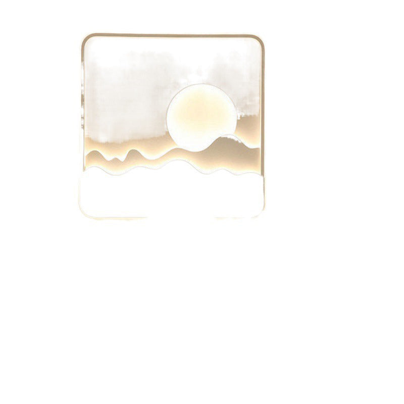 Luz de techo LED cuadrada rectangular de montaje empotrado con diseño contemporáneo de hierro creativo, aluminio, sílice y acrílico con línea ondulada de sol para sala de estar 