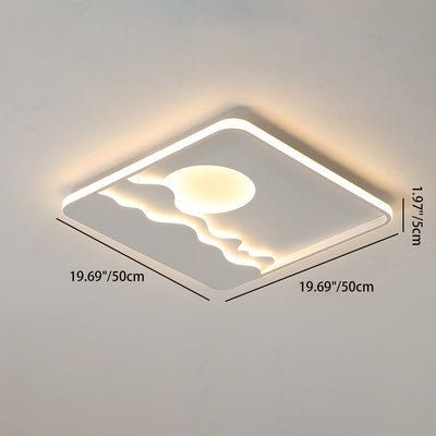 Luz de techo LED cuadrada rectangular de montaje empotrado con diseño contemporáneo de hierro creativo, aluminio, sílice y acrílico con línea ondulada de sol para sala de estar 