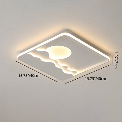Luz de techo LED cuadrada rectangular de montaje empotrado con diseño contemporáneo de hierro creativo, aluminio, sílice y acrílico con línea ondulada de sol para sala de estar 