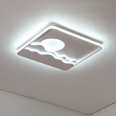 Luz de techo LED cuadrada rectangular de montaje empotrado con diseño contemporáneo de hierro creativo, aluminio, sílice y acrílico con línea ondulada de sol para sala de estar 