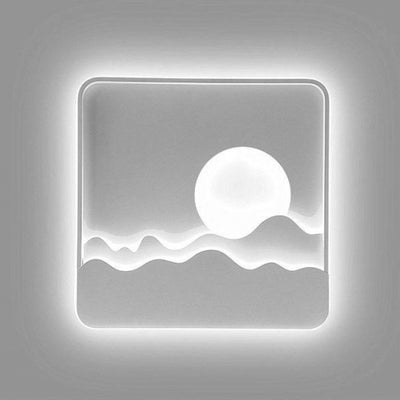 Luz de techo LED cuadrada rectangular de montaje empotrado con diseño contemporáneo de hierro creativo, aluminio, sílice y acrílico con línea ondulada de sol para sala de estar 